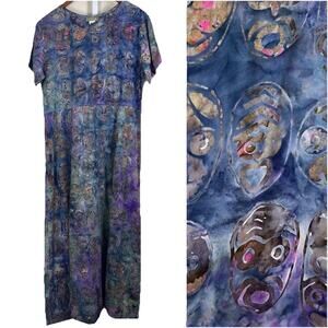 Vintage Territory Ahead Maxi Dress Size 10 Art To Wear Hippie Boho Tie Dye USA